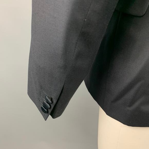 CALVIN KLEIN COLLECTION Size 40 Navy Wool Tuxedo Sport Coat - Picture 5 of 8